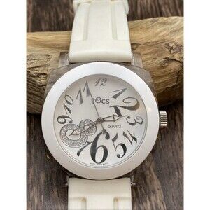 TOCS White and Clear Plastic Case Quartz Women’s Watch New Battery